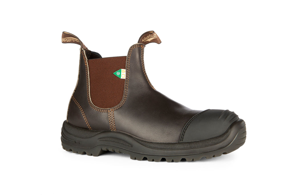 Blundstone 167 Work Safety Boot Rubber Toe Cap Stout Brown